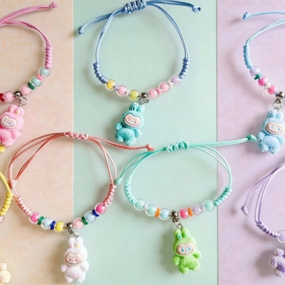 Labubu-Inspired Macramé Bracelet Mint & Seafoam